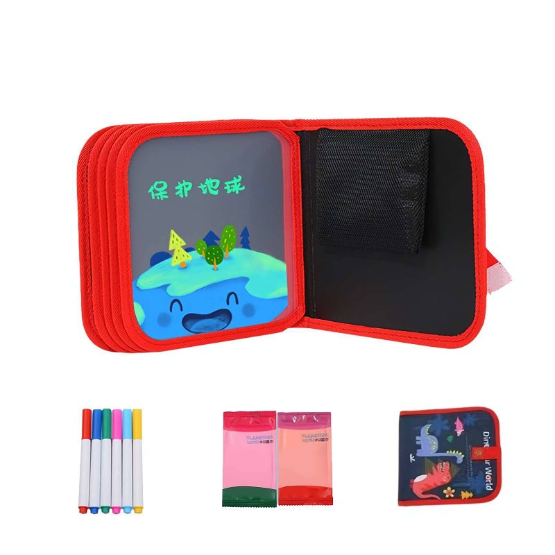 Portable Drawing Book, reusable scribble book and markers, Erasable Reusable Sketchpad with Pen and Storage Bag (B 14) - Image 1